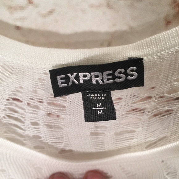 Express women’s white‎ knit Tunic top size M - Picture 3 of 5